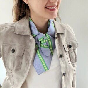 Ogsplosh Women's Ascot Scarf Tie Handcrafted Blue Green